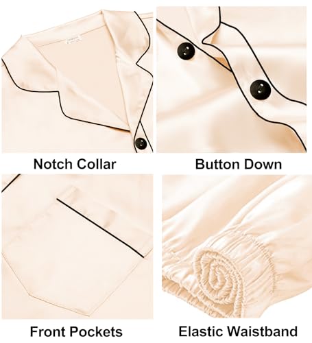 SWOMOG Couples Silk Satin Pajamas Sets Women & Men Long Sleeve Sleepwear 2PCS Pjs Button-Down Loungewear Comfy Nightwear4