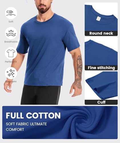Image of Little Beauty 5 Pack Men's T-Shirts Crew Neck Short Sleeve Cotton Tee Casual Summer Tops