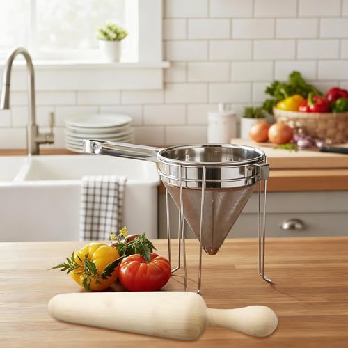 Image of Blushtier 11.8'' x 2.4'' Wooden Chinois Pestle Cone Shaped Kitchen Pestle for Sauces, Soups, Purees, Jams, and More