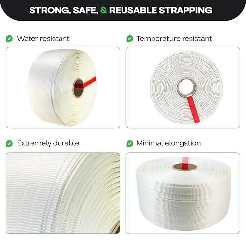 woven cord strapping roll 3434 x 164039 634 x 334 core size 2425 lbs break strength - poly packaging strapping - strength and flexibility woven strapping coil with re-tightening option by idl packaging