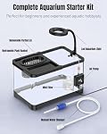 Pawfly 2 Gallon Fish Tank, Ultra Clear Aquarium Starter Kit with 6 W LED Aquarium Light, Mini Air Pump, Filter, Siphon Vacuum Water Changer & Basket, Small Fish Tank for Betta