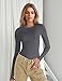 Ekouaer Women's Long Sleeve Shirts Tight Fitted Tops Crewneck Underscrubs Tee Lightweight Basic Thermal Undershirts Darkgrey S