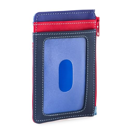 Image of Mywalit Multi-coloured Minimalist Tri-Fold Wallet with 4 Credit Card Slots, Transparent ID Card Window, Zipper Closure, External Coin Pocket
