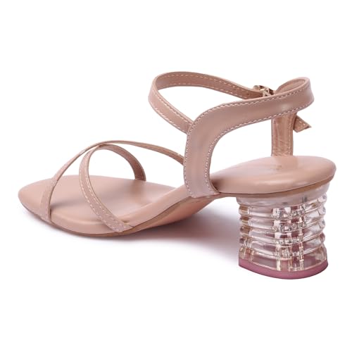 Image of Longwalk Women's Cross Strap Sandal, Transparent Heel Sandal for Girl's