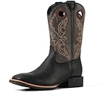 SUREWAY Western Boots For Men - Mens Square Toe Cowboy Boot,Oil/Slip Resistant,Durable Fashionable Classic Pull on 10 Inch Boots,Mid Calf Soft toe Wellington Boots