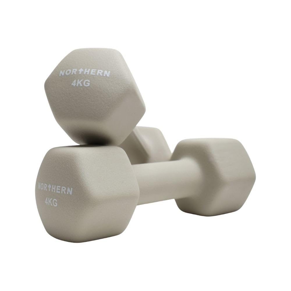 Northern Natural Stone Neoprene Hex Dumbbells Pair, 1kg–8kg Hand Weights for Home Gym Strength Training, Non-Slip Hexagonal Dumbbells for Fitness, Aerobics, Yoga & Toning (4kg x 2) — image 1