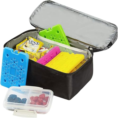 BLUE ELE Reusable Ice Packs for Lunch Boxes and Coolers, 4 Pack Slim & Lightweight Freezer Packs, Long Lasting Ice Blocks for Camping, Picnic, Work or School, MultiColored