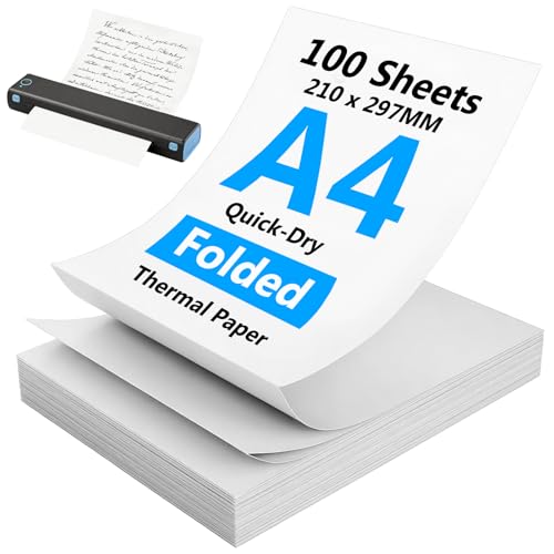 100 Sheets A4 Thermal Printer Paper 8.27x11.69 inch for Portable Printers