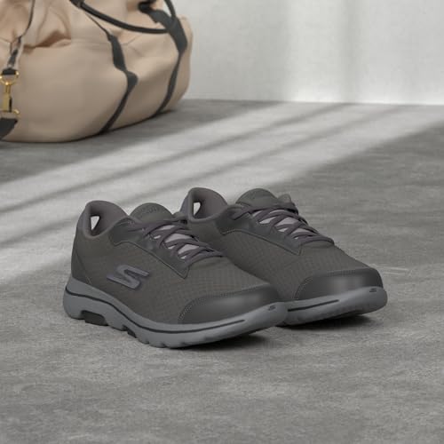 Skechers Skechers Men's Gowalk 5 Qualify - Athletic Mesh Lace Up Performance Walking Shoe, Charcoal/Black, 10.5