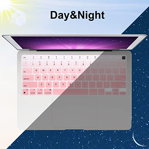 Funda de teclado de silicona para MacBook Air 13 2020 M1 A2337 Touch ID en rosa claro degradado 6