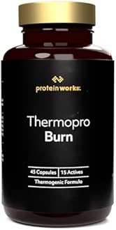Thermopro Burn Tablets, Preworkout Supplement with Caffeine, Reduces Tiredness & Fatigue, 45 Capsules - Protein Works