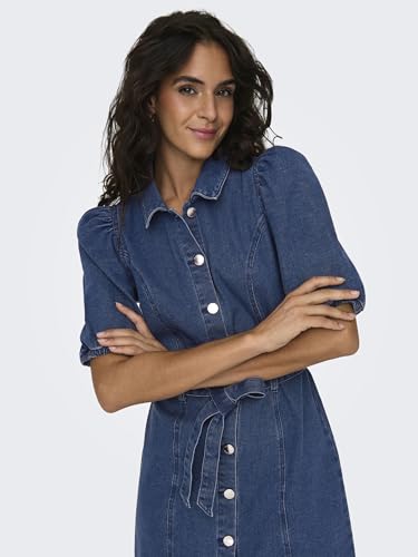 Only Onlvibbe Ss Belt Dnm Dress Mbd Noos Abito In Jeans, Media Blu Denim, S Donna - 6