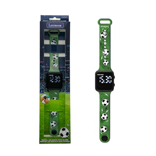LEXIBOOK, Reloj Digital LED de Fútbol, Reloj Deportivo Digital para Niños, Pantalla 12/24h, Alarma, Correa Ajustable, Diseño Ligero, DMW060FOLXB