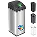 iTouchless 13 Gallon Stainless Steel Automatic Trash Can with Odor-Absorbing Filter, Wide Opening Sensor Kitchen Trash Bin, Powered by Batteries (not included) or Optional AC Adapter (sold separately)