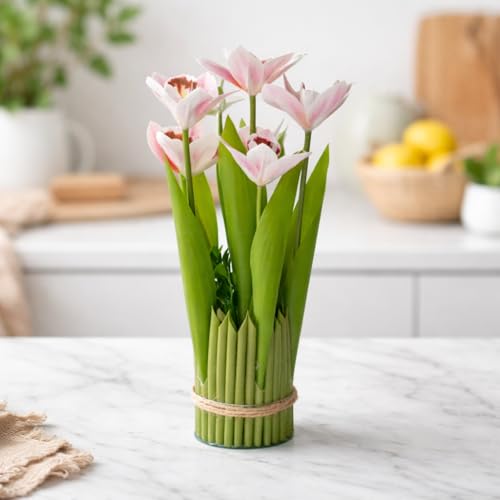 Image of CraftVatika White Pink Orchid Artificial Flower Bouquet Decor, Realistic Orchid Flowers Bouquet Gift for Girls Faux Flowers for Table, Home Living Room Desk Decor, Wedding Anniversary Birthday Gift