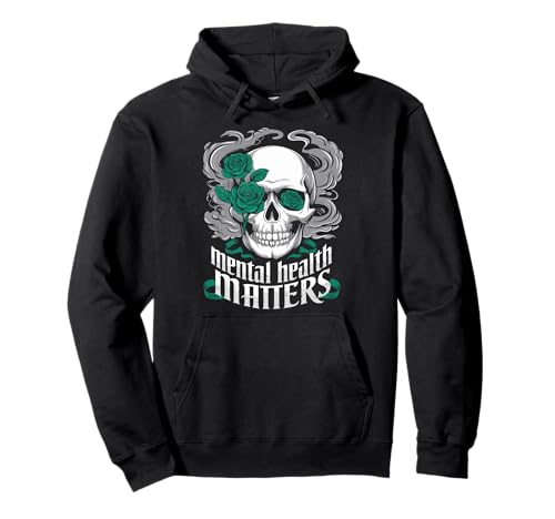 Gothic Skull Mental Health Awareness Green Roses Sudadera con Capucha