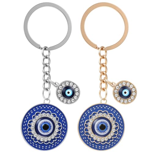 Ymapinc Breloki ze złym okiem - para pasujących breloków dla kobiet mężczyzn, Good Luck Evil Eye torebka brelok zawieszki, Złoty + srebrny, rozmiar uniwersalny