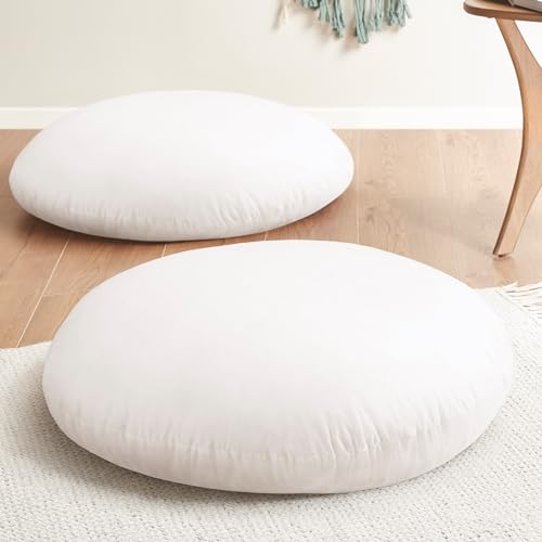 Codi Round Floor Pillow Insert 2 Sets, Large Thick Meditation Cushion, Circular Seating Cushions and Pouf Inserts, 32 Inch, Memory Foam Added, Advanced