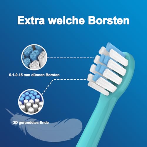 OddeKey Kids Ersatzbürsten Kompatibel mit Philips Sonicare Kids, Kariesprophylaxe, mini Ersatzbürsten für Kinder ab 3/7 Jahre, 8 Stück, Grün – Bild 4