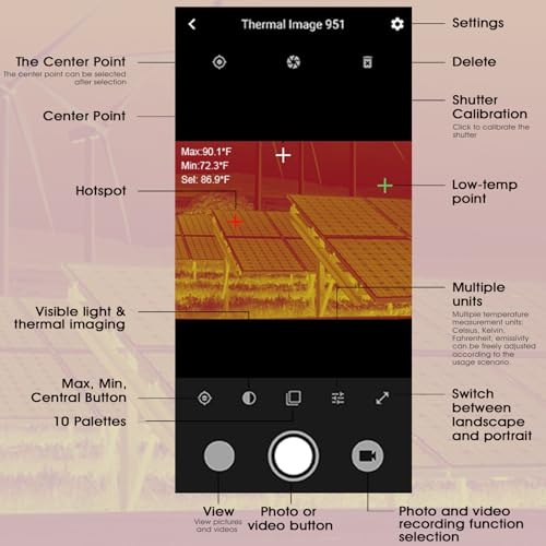 Image of BTMETER Thermal Imaging Camera, 256x192 IR Resolution with WiFi for Android & iOS, Home /Industrial Infrared Camera for HVAC, Electrical & Automotive Inspection (-4F to 1022F) BT-951A