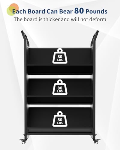 image for GarveeHome Book Cart, V-Shaped Metal Rolling Cart with 4 Lockable Whee