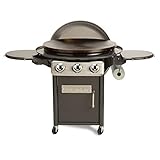 Cuisinart 360° XL Griddle Outdoor Cooking Center, 30” Round Flat Top Grill with Stainless Steel Vented Lid, Folding Prep Tables, 45,000 BTU Burners, Grease Management, Gas Grill for BBQ, Cookouts