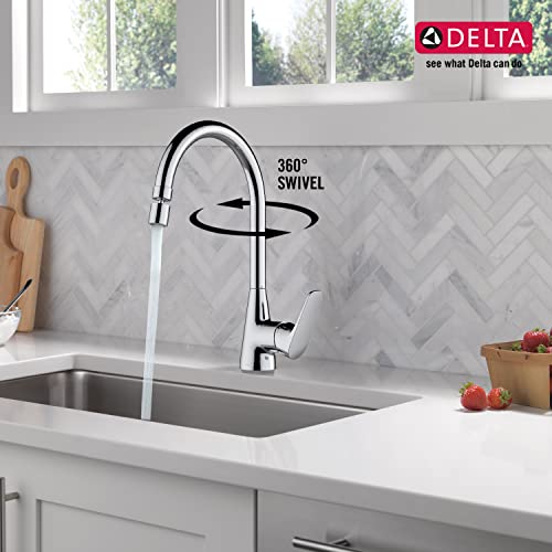 Image of Delta Faucet Deck Mount Kitchen Faucet Mixer I Ixa Jive Single Handle Multi-Function Kitchen Sink Tap I 360 Swivel Spout I 10 Year Warranty I Durable Kitchen Tap I Chrome - 44001-SQ