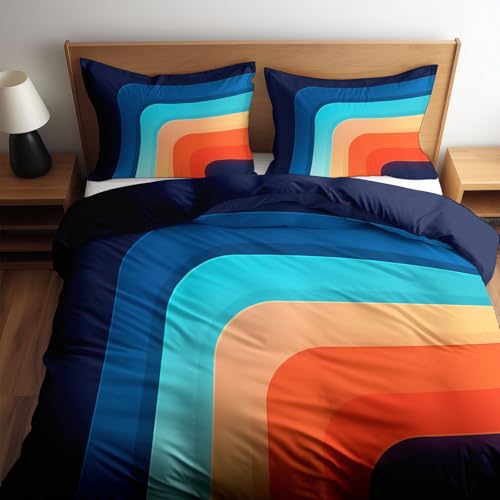 Parure de lit 220x240 cm avec housse de couette imprimé bleu nuit en microfibre douce - 2