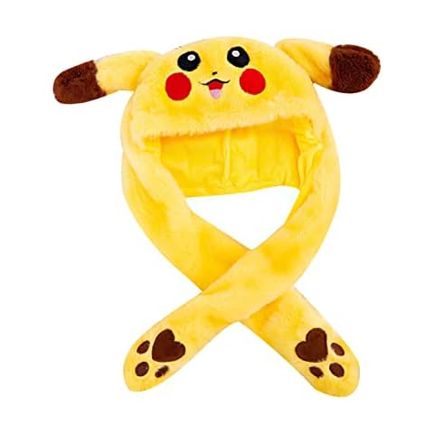 Sovanna Hat with Movable Ears Rabbit Funny Hats Funny Plush Hat with Ears Kawaii Plush Hat Children, yellow Cover