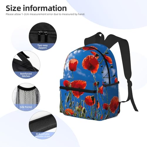 Sac à dos imprimé coquelicots ciel bleu noir One Size pour tous