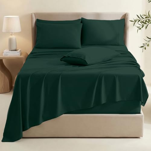 Image of Hearth & Harbor Bed Sheets, Luxury Soft 6 Piece Bed Sheet Set Extra Deep Pocket Fitted Sheets Fits Mattress up to 21 inch, Double Brushed Bedding Sheets & Pillowcases,