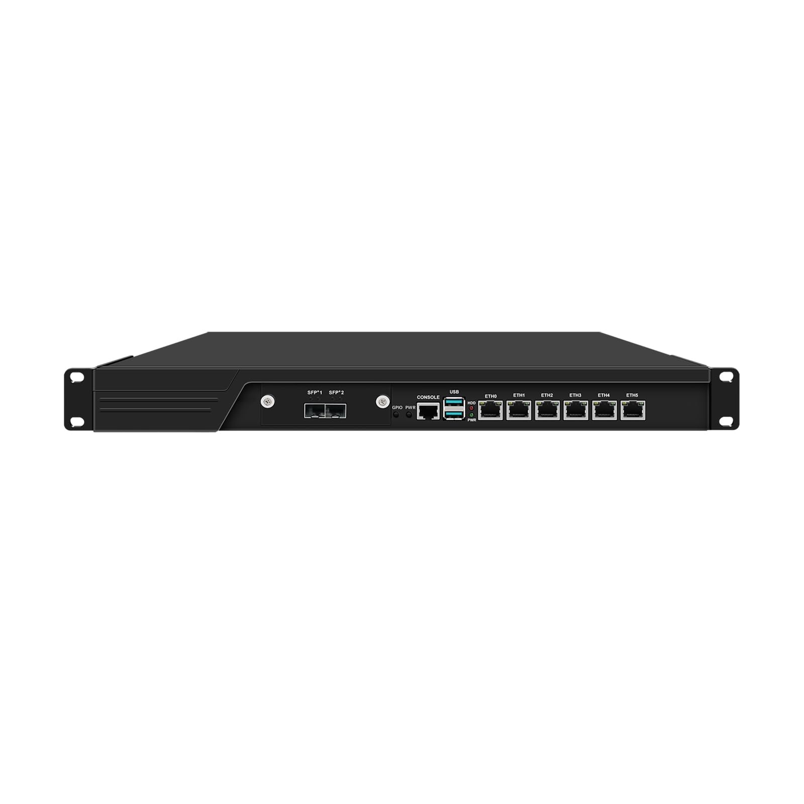 1U Firewall Appliance 10GbE with Redundancy Power Supply, PFSense, OPNsense, VPN, I3 14100, RJ16, 6 x 2.5GbE LAN, 2 x SFP+, Support 19-24V DC, 8G RAM, 128G SSD