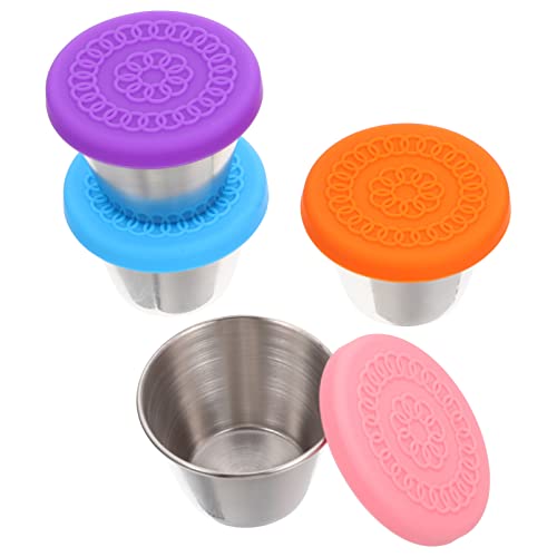 OFFSCH 4 Piezas recipientes para salsa cubiertos decoración de mesa recipientes con tapas contenedores de salsa de picnic tazas de salsa de cocina tazas de salsa de tapa de sellado