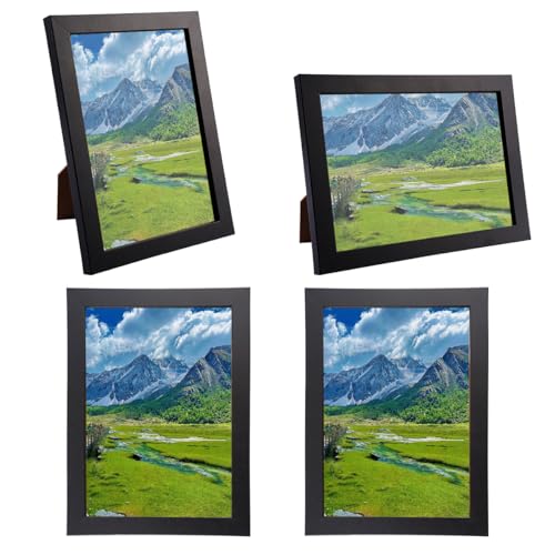 Xyvor 4 Pezzi Cornice Foto 13x18 cm, Cornici Nere con Vetro Plexi, Cornici Foto da Parete, Cornice Portafoto in Legno, per Pareti e Tavoli, per Camera da Letto, Soggiorno, Ufficio