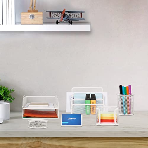 Organizador escritorio Relaxdays rejilla metal soporte cartas y clips 3