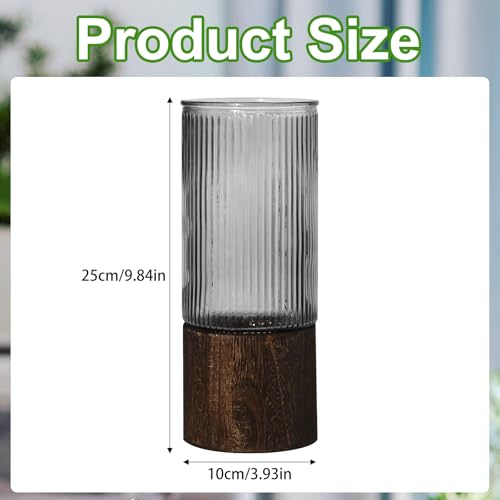 Jarrón de cristal estable que no vuelca con base protectora de madera 3