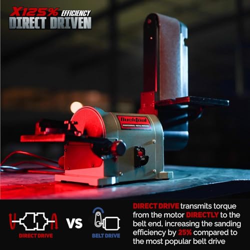 BUCKTOOL 500W Bench Belt Sander for Woodworking, 100x914 mm Belt and 150 mm Disc Sander, Belt Sander for Wood with Direct-Drive Motor, BD4603 - Image 6