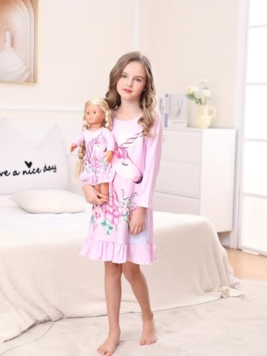 Bow Dream Girl Dress Cartoon Cute and Matching American Girl Doll Clothes for Girls Pink4