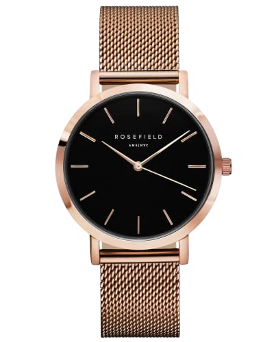 Rosefield Mercer Damen Uhr analog Quarzwerk mit Edelstahl vergoldet Armband MBR-M45