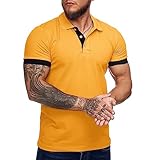 Zuoyouzi Men's Short Sleeve Casual Slim Fit Polo Shirts Basic Designed Classic Cut Cotton Shirts Yellow
