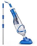 Teguy Cordless Pool Vacuum with Telescopic Pole, 18.5 GPM Powerful Suction, 1.5H Supercharge Technology, Handheld Rechargeable Pool Vacuum Cleaner for Above Ground/Inground Pools, Hot Tubs, Spas