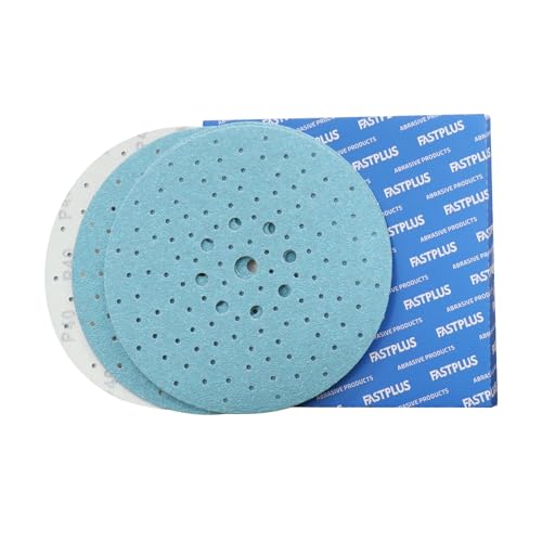 Image of 225mm Porous 120 Grit Sanding Discs Hook and Loop Sanding Disc 10 Pieces Blue Ceramic Sanding Discs Dust-Free Random Orbital Sandpaper for Automotive and Woodworking