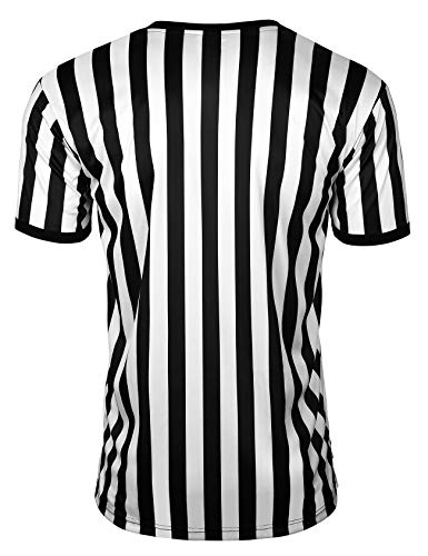 Fitst4 Men's Official Black & White Stripe Referee Shirt V-Neck Short Sleeve Umpire Jersey Costume Pro Ref Uniform For Soccer Basketball Football #TOP6