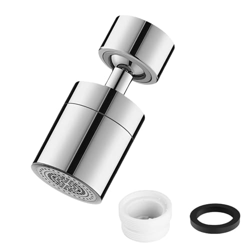 Yuannee Tête de Pulvérisation Robinet,Douchette Évier Cuisine 360° Rotative avec 2 Modes Adaptateur Universel pour Mitigeur Cuisine & Lavabo, Anti-Éclaboussures et Extension de Robinet Argent