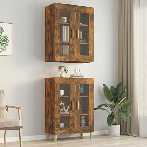 ShGaxin Armario Colgante de Pared, Armario Despensa, Armario Modular, Armario Colgar, Armario Escobero, Muebles Auxiliares, Armarios Multiusos, Roble Ahumado 69,5x34x90 cm