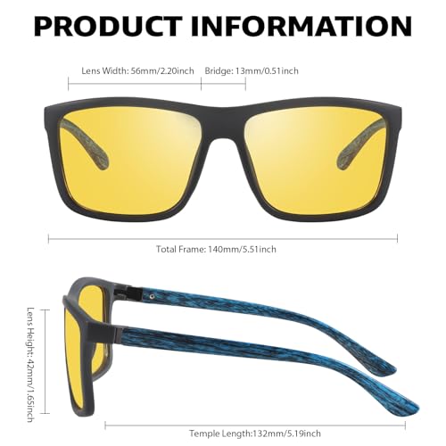 LVIOE Night Vision Glasses for Driving Men Yellow Glasses for Night Driving Anti Glare Polarized N39513