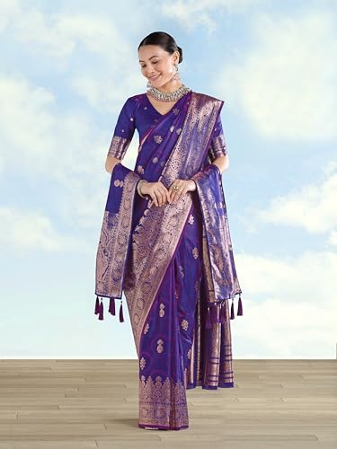 Image of Monjolika Fashion Women's Banarasi Silk Zari Woven Saree With Dupatta