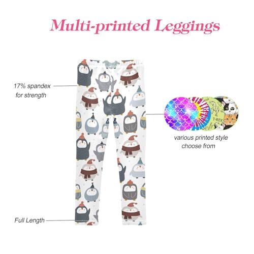 CaTaKu Girls Leggings Cute Penguins Colorful Leggings for Girls Kids Athletic Workout Yoga Pants Size 4-10T4