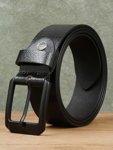 Image of TEAKWOOD LEATHERS Men's Casual Leather Belt, 6 Holes, Classic Buckle Lock Belts for Men | T BT EC 1