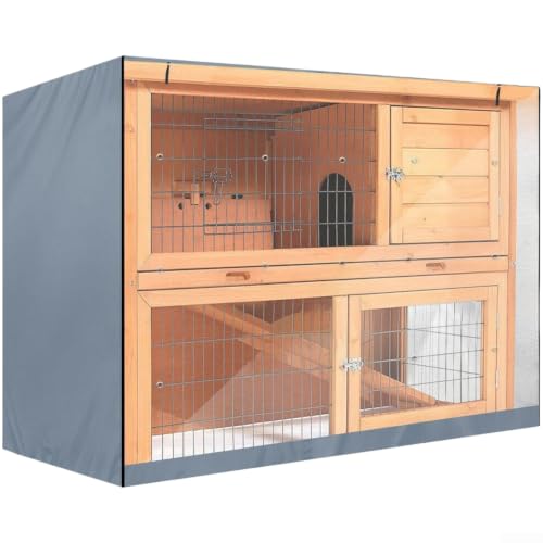 Image of Rabbit Hutch Cover with Window 122cm Roll-Up View Panel(Gray)